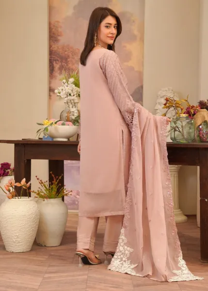 Pakistani Orginal Rangoon Chiffon Stitched 3 Pcs _ Mauve 
